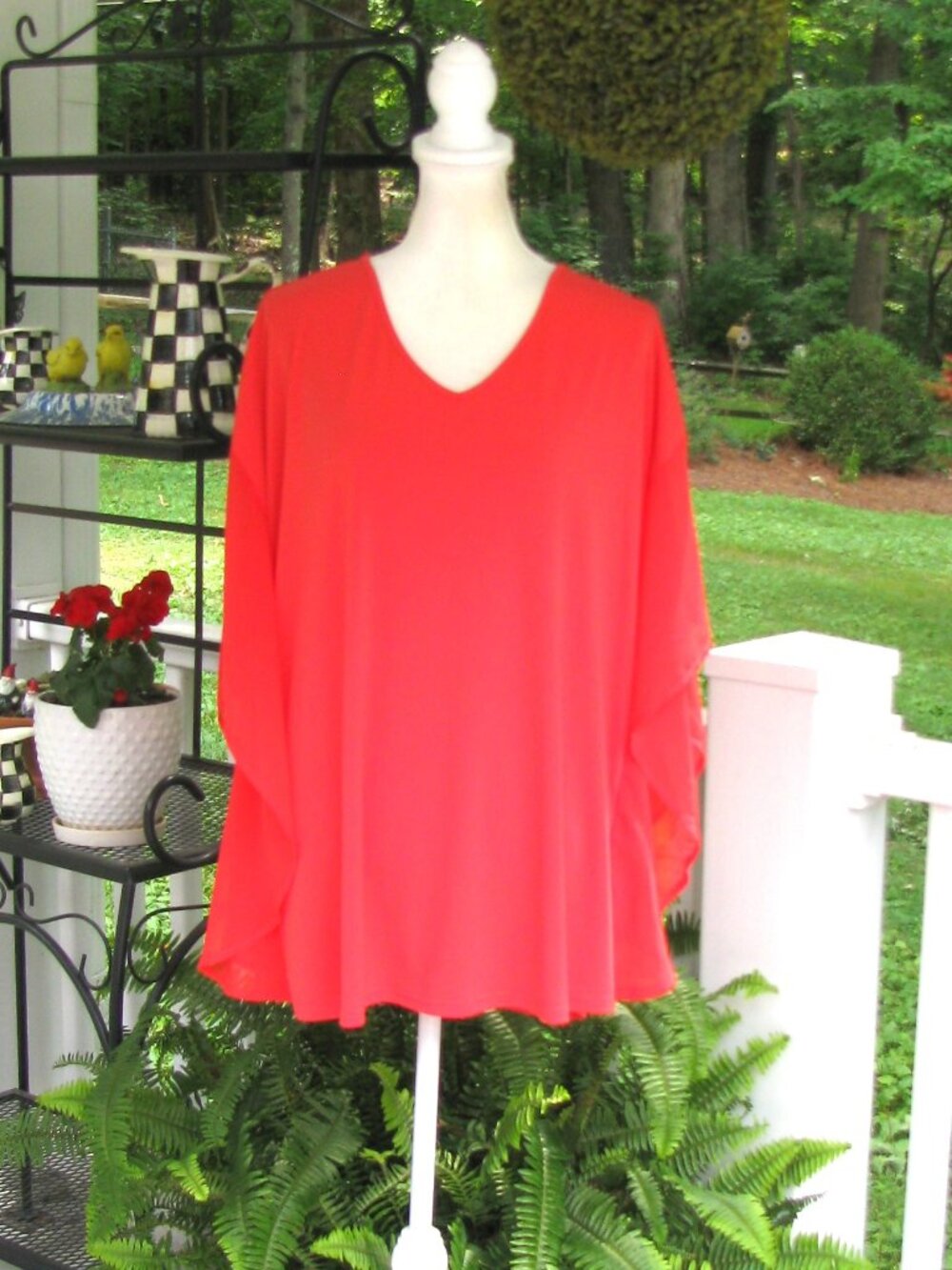 Joan Rivers kimono sleeve top shirt blouse pullover Large v neck luxury style